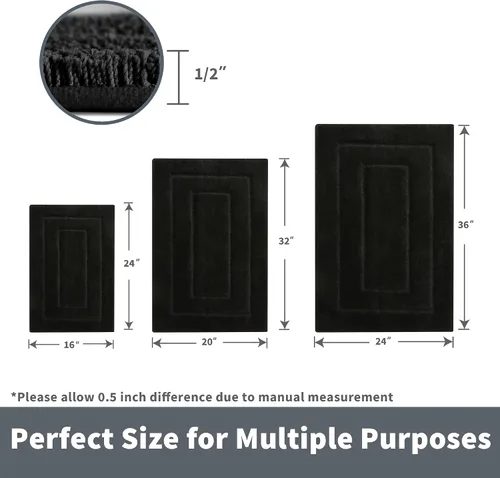 Miniatura 2 de GRANNY SAYS Alfombra de baño negra, alfombras de baño antideslizantes para baño, súper suaves y absorbentes de agua, alfombras de baño de Negro