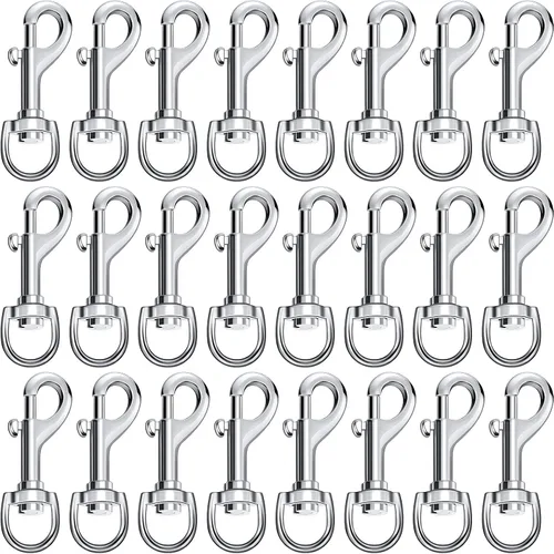 Miniatura 12 de Therwen 24 ganchos giratorios de acero inoxidable para correa de perro, llavero, correa de cámara, multiusos de 2.76 pulgadas (negro, 0.109 in)