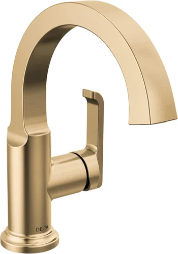 Delta Grifo de baño Tetra Gold de un solo agujero, grifo de baño dorado de una sola manija, grifo de lavabo de baño, tecnología de sello de