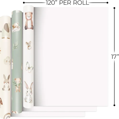 Miniatura 6 de ZICOTO Hermoso rollo de papel de regalo para baby shower, bonito juego de 3 rollos de calidad para cumpleaños y baby showers, añade un toque
