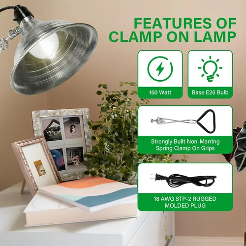Miniatura 2 de Simple Deluxe - Paquete de 6 lámparas de abrazadera de 8.5 pulgadas con reflector de aluminio de hasta 150 W, cable de 6 pies