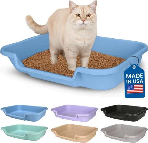 Miniatura 33 de KittyGoHere - Caja de arena para gatos mayores, sartén pequeña con cuchara jumbo de mango largo, caja de arena para gatos de entrada baja, ligera