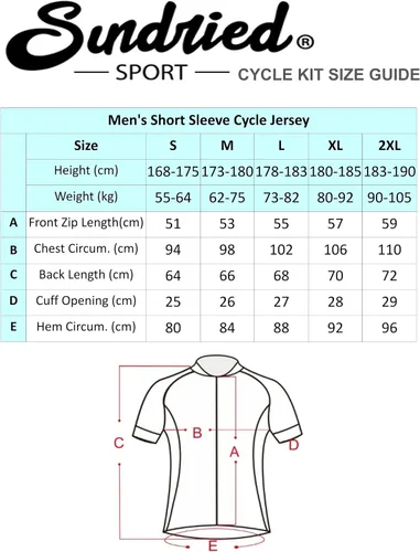 Miniatura 5 de Sundried Sport Camiseta de ciclismo de manga corta para hombre, camiseta de ciclismo de carretera