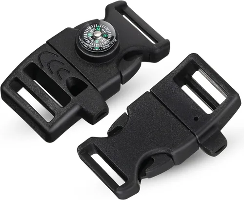 Miniatura 3 de Jexine 50 clips de hebilla de brújula de plástico paracord hebillas accesorios para camping, viajes, supervivencia de emergencia Negro