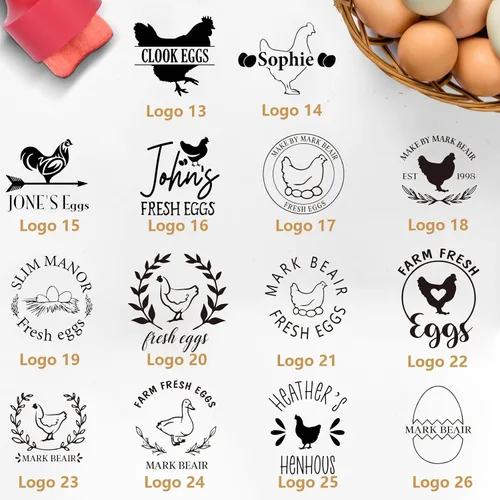 Miniatura 6 de KAINSY Sellos de huevos para huevos frescos, sello de huevo personalizado con almohadilla de tinta, sello de huevo de goma, diseños únicos