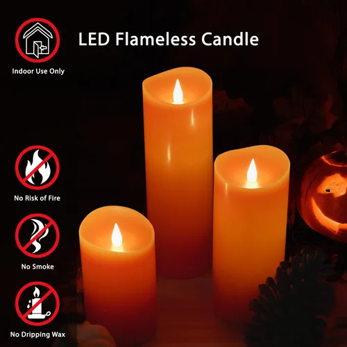 Miniatura 2 de Velas LED sin llama de decoración navideña con control remoto, 3 x 7 pulgadas, pilar de cera real con temporizador para decoraciones de Navidad