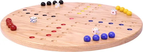 Miniatura 4 de Wahoo - Juego de mesa de juego de mármol, redondo de 18 pulgadas de ancho, madera de roble macizo, doble cara, con canicas grandes de 0.709 in