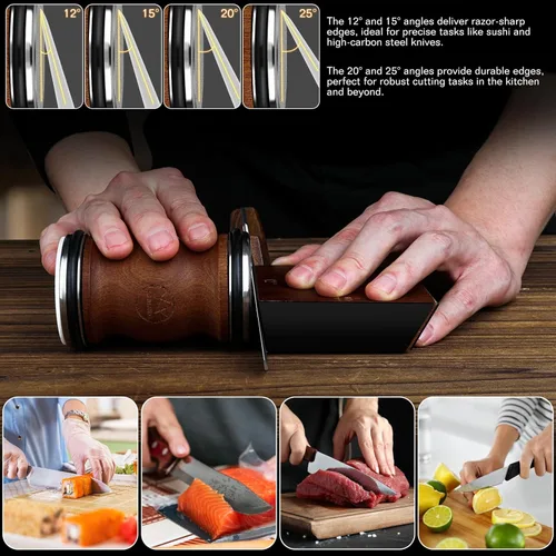 Kit de herramientas de afilador de cuchillos rodantes, afiladores de rodillos magnéticos multiángulo para cuchillos de cocina, juego de sistema de