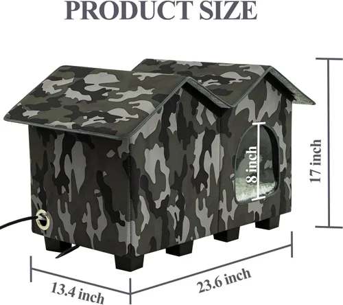 Miniatura 6 de Casa para gatos con calefacción al aire libre, casa elevada y aislada resistente a la intemperie para exteriores, refugio para gatos con almohadilla