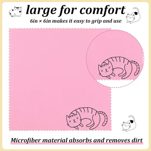 Miniatura 4 de Sinmoe 20 piezas de paño de limpieza de microfibra con diseño de gatito lindo, paño de microfibra de regalo, suave y multicolor, limpiador de gafas
