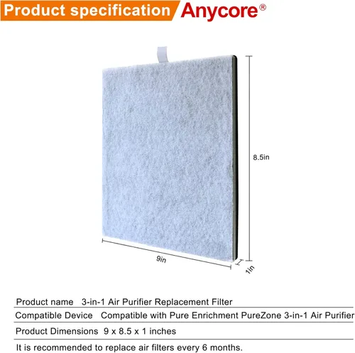 Miniatura 6 de Para Purezone Filtro de Repuesto Paquete de 2 Compatible con Purificador de Aire PureZone Pure Enrichment PEAIRPLG #PEAIRFIL, 3 en 1 Grado H13 True