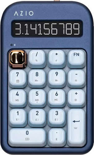 Miniatura 10 de AZIO IZO Calculadora mecánica inalámbrica y teclado numérico (Blanco/Oro) - Bluetooth 5.0 y USB, interruptor mecánico Gateron-Azul, 9 modos