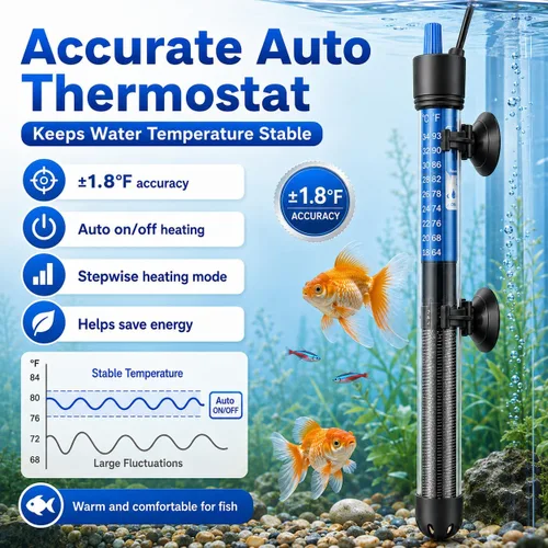 Miniatura 8 de Mylivell - Calentador de acuario sumergible ajustable de 200 W con termostato para tanques Betta, tortuga, agua salada y agua dulce de 40 a 65