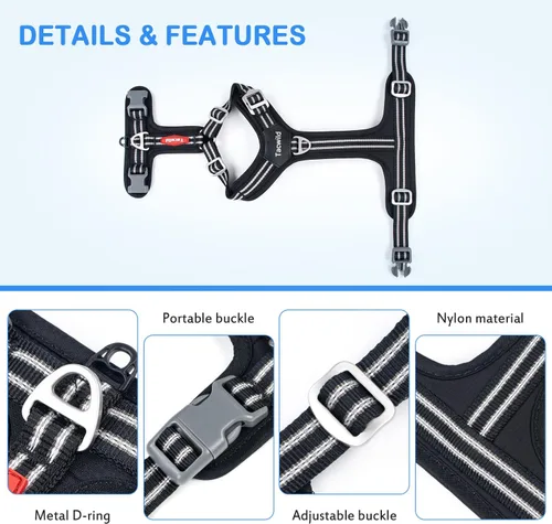 Miniatura 4 de Arnés sin tirones para perro, chaleco reflectante ajustable con broche de metal, malla suave transpirable sin estrangulamiento para cachorro, fácil