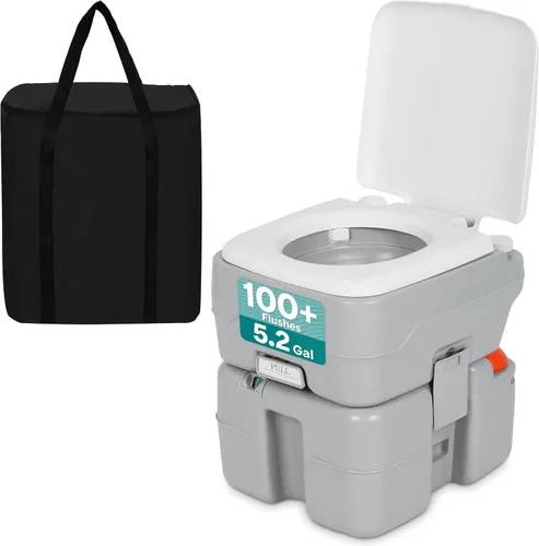 Miniatura 15 de SereneLife Asiento de inodoro plegable para campamento, altura ajustable, portátil, para viaje, con tapa, bolsa de transporte, base antideslizante