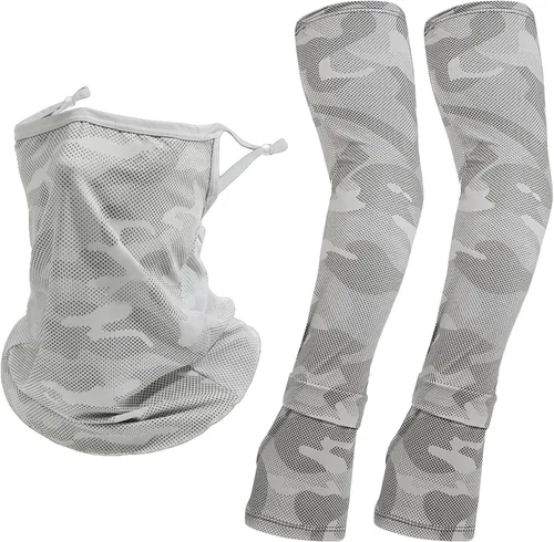 Miniatura 9 de Mangas refrescantes para los brazos, protección solar, UPF 50+, polaina de cuello de seda de hielo, camuflaje, para todo tipo de clima, pesca