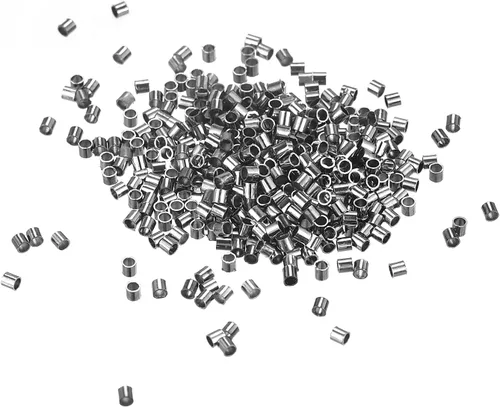 Miniatura 12 de uxcell 500 cuentas de tubo de engarzado, tubo de latón de 0.069 x 0.069 pulgadas, cuentas espaciadoras de extremo de engarzado, pequeños topes