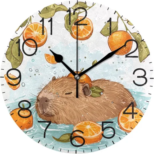 Miniatura 22 de Bathing Capybara Pattern Wall Clock Decorative Hanging Clock Silent Non Ticking Square Clock for Living Room Kitchen Bedroom