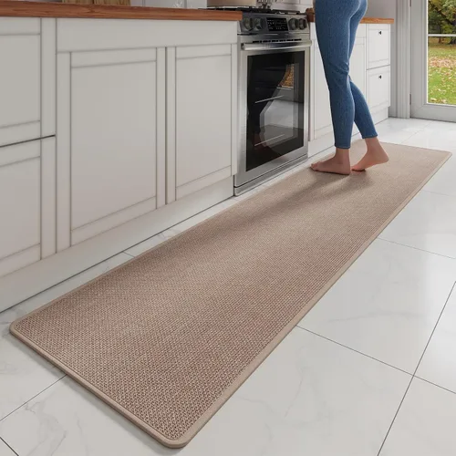 Miniatura 10 de YDKGL Tapetes de cocina para piso, alfombras de cocina súper absorbentes, antideslizantes, lavables, de lino sintético suave trenzado, alfombra