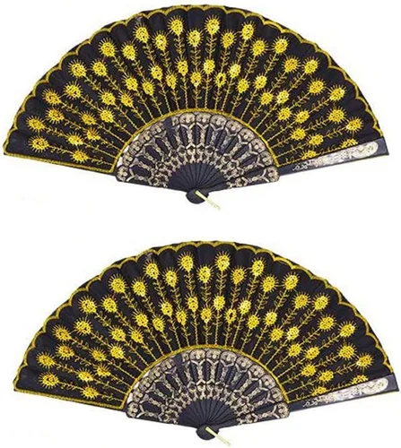 Miniatura 9 de Abanico de mano plegable español, abanicos de baile de flores, abanicos plegables de mano de verano para niñas y mujeres