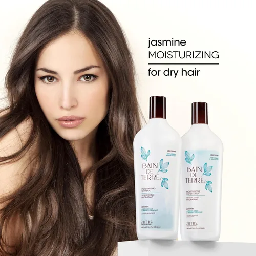 Miniatura 4 de Bain de Terre Champú hidratante de jazmín, lujosa hidratación para cabello seco con aceites de argán y monoi, sin parabenos, seguro