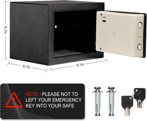 Miniatura 6 de Caja de seguridad electrónica con teclado y llaves, cajas de bloqueo de dinero, cajas de seguridad para el hogar, oficina, habitaciones de hotel