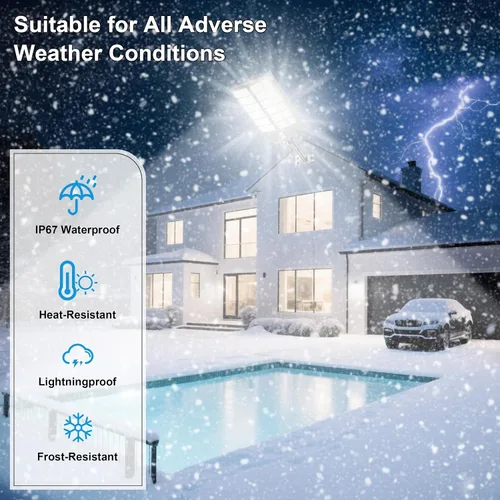 Miniatura 6 de Luz de calle solar de 9000 W, luces solares de calle al aire libre 120000 LM, luz de estacionamiento comercial 7000 K, luces de inundación
