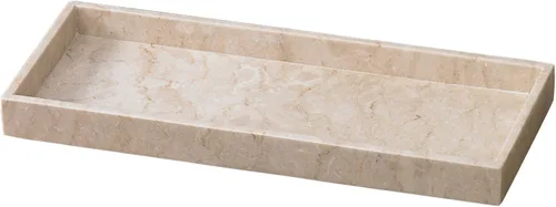 Miniatura 12 de Lujosa bandeja de tocador de mármol natural tallada a mano, organizador elegante y resistente para baño, dormitorio, maquillaje, encimeras, beige