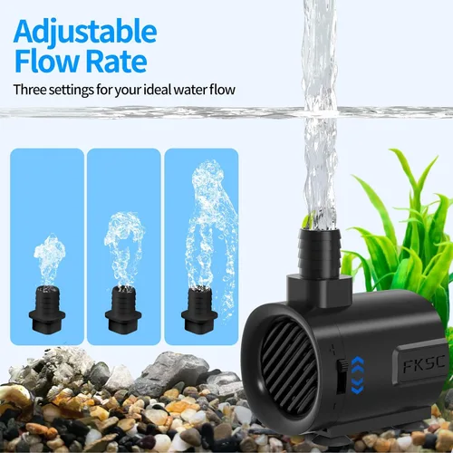Miniatura 5 de Bomba de agua sumergible de 50 GPH - Bomba de fuente para acuario y pecera Mini, control de flujo ajustable, entrada lateral/inferior de doble Negro