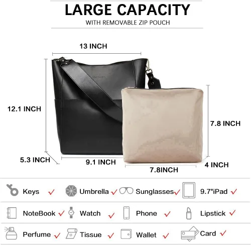 Miniatura 4 de Bostanten Bolsas de cuero para hombro, tipo balde, para mujer