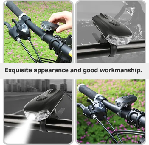 Miniatura 3 de Zerodeko USB Rechargeable Bike Light Set with Waterproof Front Handlebar Lamp and Red Rear Taillight, Portable Cycling Headlights for Outdoor Night