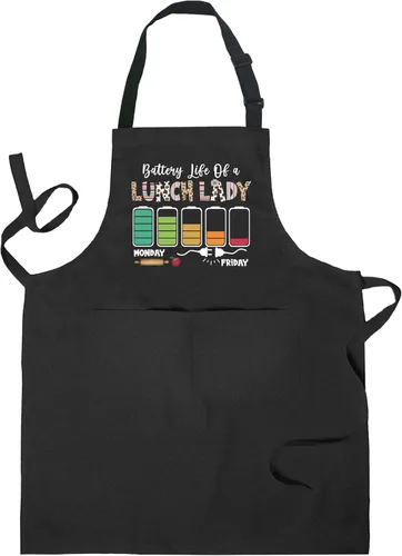 Miniatura 9 de Delantales de Señora del Almuerzo con Bolsillos, Regalos para Señoras del Almuerzo, Regalos para Trabajadores de Cafetería, Delantal Ajustable