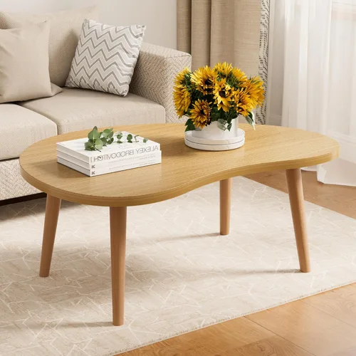 Miniatura 27 de Mesa auxiliar pequeña, mesa baja con patas de madera maciza, mesa auxiliar ovalada de 23.6 pulgadas, mesa auxiliar auxiliar de pie para sentarse