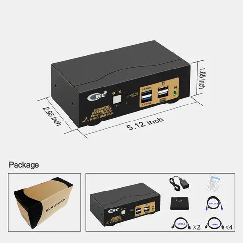 Miniatura 7 de CKL Conmutador KVM Dual Monitor HDMI 4K @60Hz (2 Monitores 2 Computadoras 922HUA-3) para el hogar y la oficina a consola, computadoras portátiles