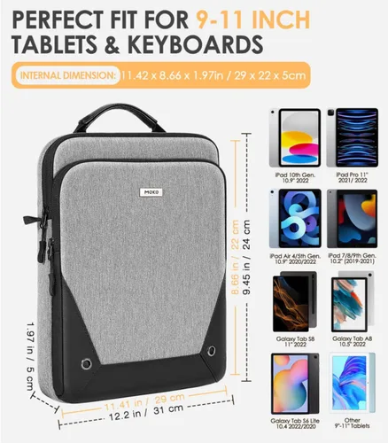 Miniatura 2 de MoKo Funda para tablet de 9 a 11 pulgadas, funda de transporte protetivo de 360° compatible con iPad 10th 10.9, iPad Air 5/4th 10.9, iPad 9/8th Gris