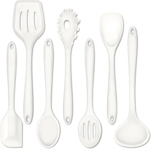 Miniatura 11 de P&P CHEF Juego de 7 utensilios de cocina de silicona, a prueba de calor, para utensilios de cocina antiadherentes, espátula antiadherente, espátula