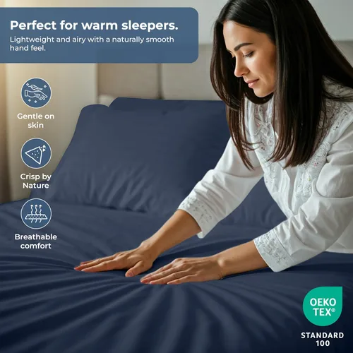 Miniatura 7 de Royale Linens Sábana bajera con funda de almohada, sábana bajera individual con 1 funda de almohada, 300 hilos, 100% algodón orgánico, se adapta a