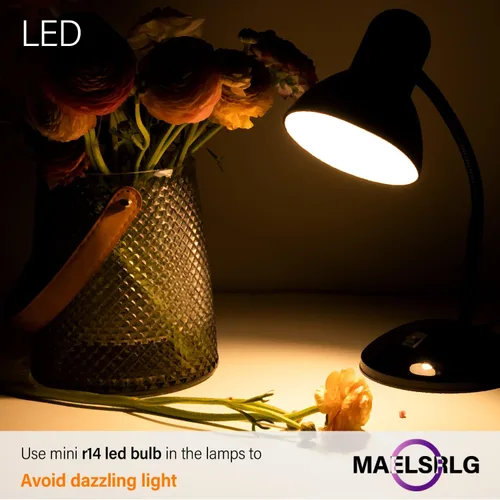 Miniatura 3 de Maelsrlg Bombilla LED R14 de 4 W (equivalente a 40 W), mini bombillas reflectoras de luz de inundación 2700 K, blanco suave, bombilla de gabinete