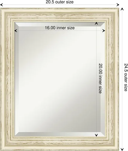Miniatura 4 de Amanti Art - Espejo de baño blanco para sobre lavabo, espejo rectangular de 24x20 con lavado de campo blanco, marco rústico pequeño de madera