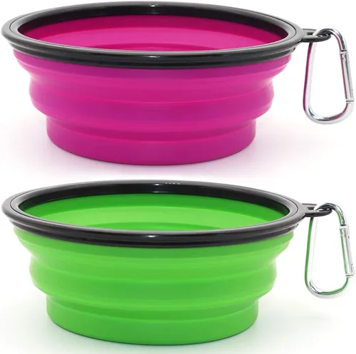 Miniatura 25 de Tazón para Perros Cuencos Plegables para Mascotas, Paquete de 2 Cuencos Plegables de Agua para Perros para Gatos y Perros, Plato Portátil de Verde +