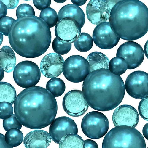 Miniatura 5 de 100 perlas flotantes de color azul turquesa con gemas brillantes turquesas, tamaños grandes, llena 2 galones para tus jarrones, con bolsas