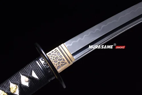 Miniatura 5 de MURASAME Espada Tanto Katana Corta de Arcilla Templada Acero T10 Hamon Real Muy Afilar Espiga Completa Hecha a Mano