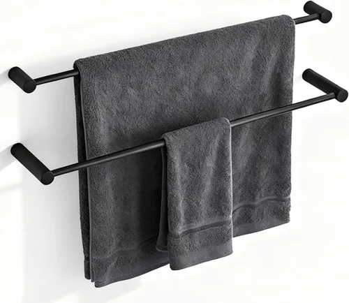 Miniatura 13 de Toalleros para baño, NEWRAIN Barra de toalla doble de baño de 30 pulgadas montada en la pared, toallero de cocina de acero inoxidable, varilla