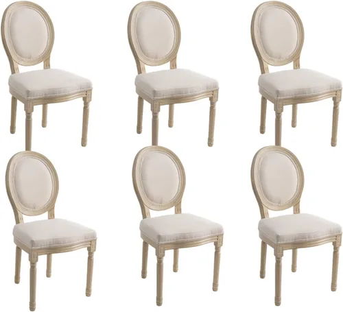 Miniatura 22 de Kmax Sillas de comedor estilo granja, patas de madera marrón, elegantes sillas de cocina copetudas, sillas de dormitorio francesas desgastadas