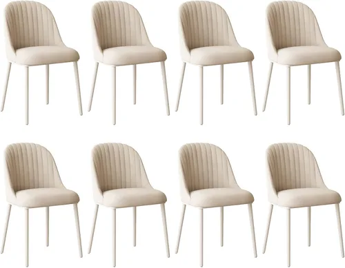 Miniatura 26 de Juego de 2 sillas de comedor color blanco crema, cómodas sillas de oficina con asiento y respaldo de alta elasticidad para sala de estar, Blanco