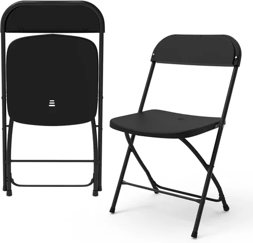 Miniatura 17 de SHGJ&SOFT Juego de 2 sillas plegables con asientos y respaldos acolchados, silla con marco de metal negro para interiores y exteriores, oficina