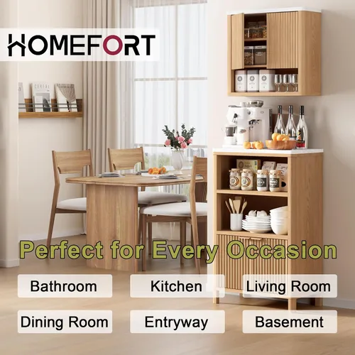 Miniatura 6 de HOMEFORT Armario de pared para baño, botiquines, armario de almacenamiento sobre el inodoro con 2 puertas, estante ajustable y parte superior