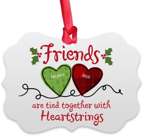 Gossby Adorno de Navidad personalizado con texto en inglés «Friends», regalo de Navidad personalizado para mujeres con nombres, adorno de mejor