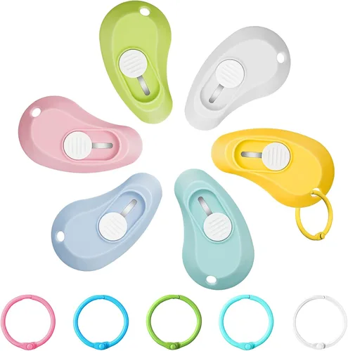 6 piezas de mini cuchillos utilitarios, cortador de cajas, abridor de cartas, cuchillos de bolsillo, mini deslizadores coloridos abiertos para