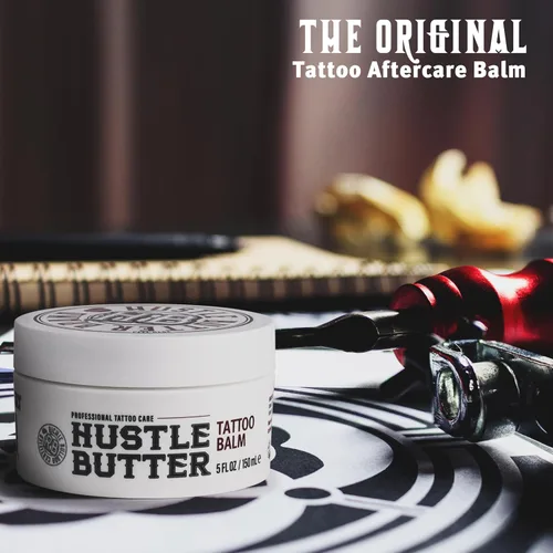 Miniatura 3 de Hustle Butter Tattoo Aftercare - Bálsamo para tatuajes de 5 onzas, cura + protege nuevos tatuajes y rejuvenece los tatuajes más antiguos, crema 100%